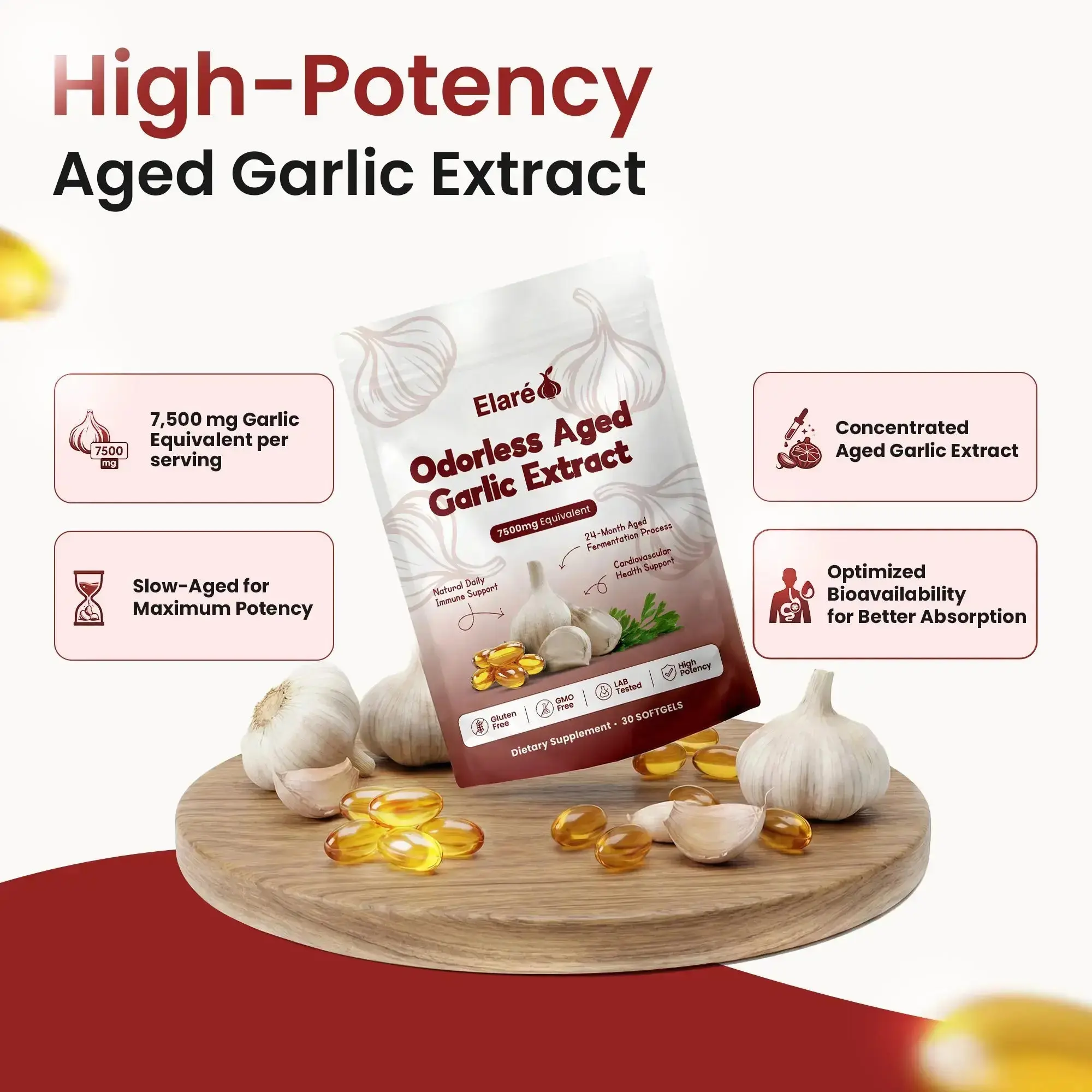 Aged Garlic Extract - 7500mg Odorless Softgels - Image 4